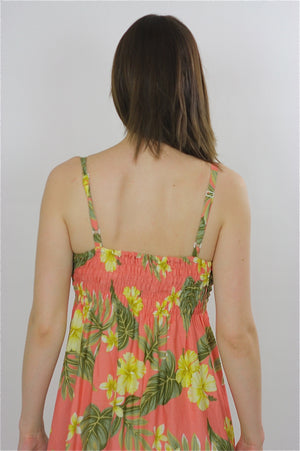 Vintage 90s Boho Hippie tropical floral party maxi sun dress - shabbybabe
 - 4