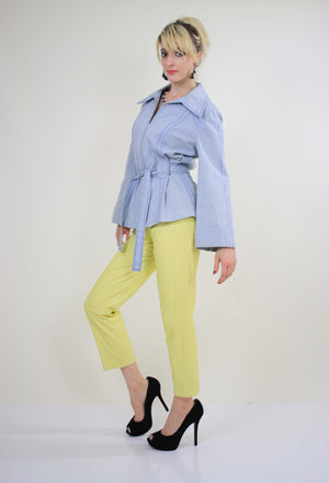 70s yellow leather pants slacks Lillie Rubin pleated - shabbybabe
 - 4