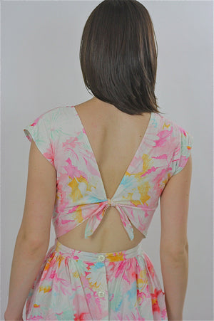 80s Pastel floral Open back boho mini dress - shabbybabe
 - 4