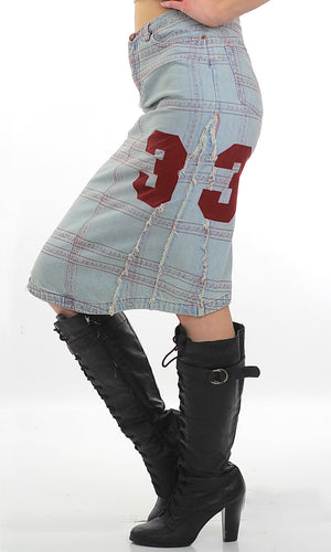 Vintage 90s Grunge Cotton denim patchwork skirt - shabbybabe
 - 1