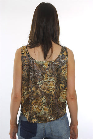 Vintage 90s Grunge gold metallic animal print tank top - shabbybabe
 - 4