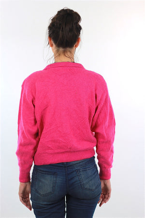 Pink Cardigan Sweater 80s Button up Angora Grunge - shabbybabe
 - 4