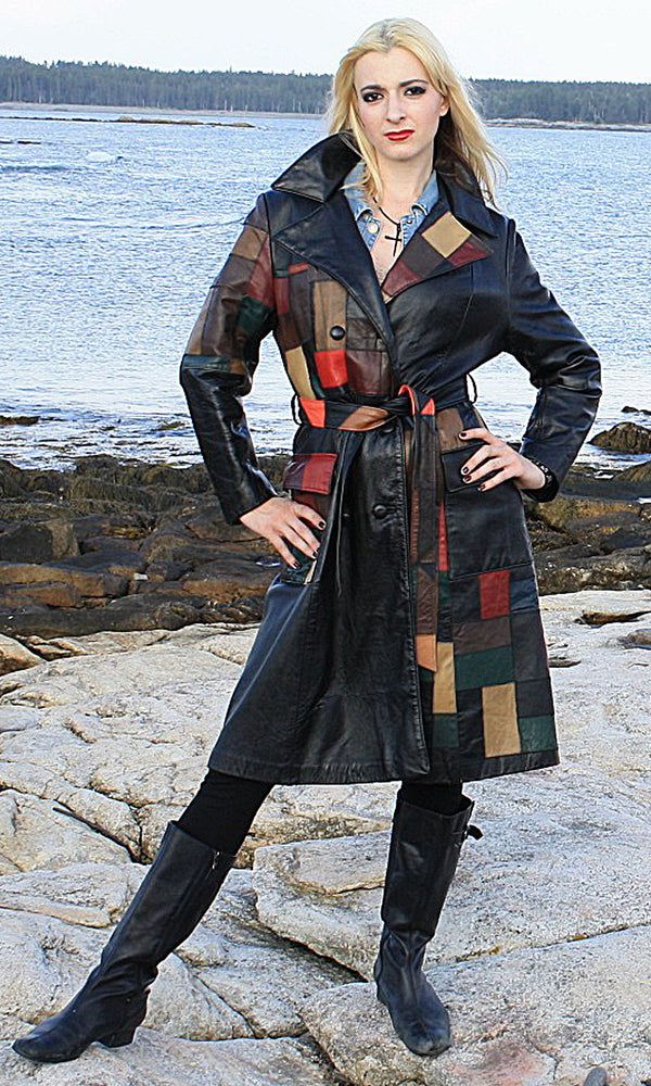 Vintage 70s Boho mod patchwork leather coat jacket - shabbybabe
 - 1