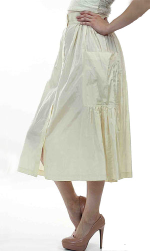 Vintage 80s  Boho white pleated party maxi skirt - shabbybabe
 - 1