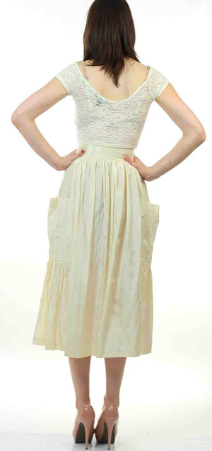 Vintage 80s  Boho white pleated party maxi skirt - shabbybabe
 - 4