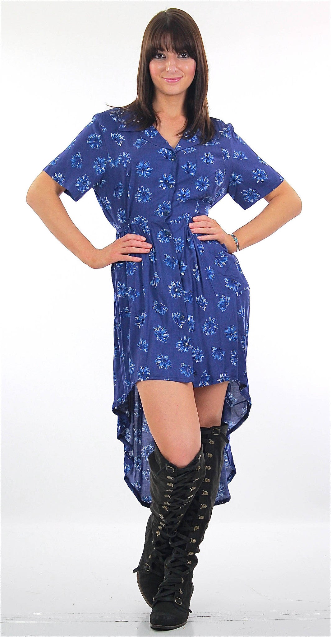 Vintage 90s grunge high low fish tail floral dress