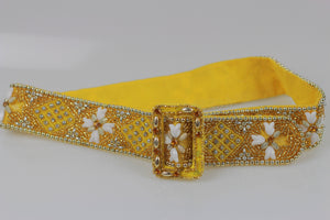 Vintage 60s heavily beaded fabric dress belt - shabbybabe
 - 4