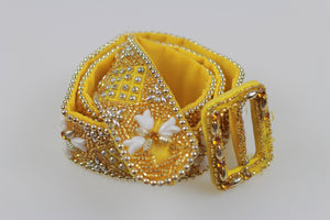 Vintage 60s heavily beaded fabric dress belt - shabbybabe
 - 5