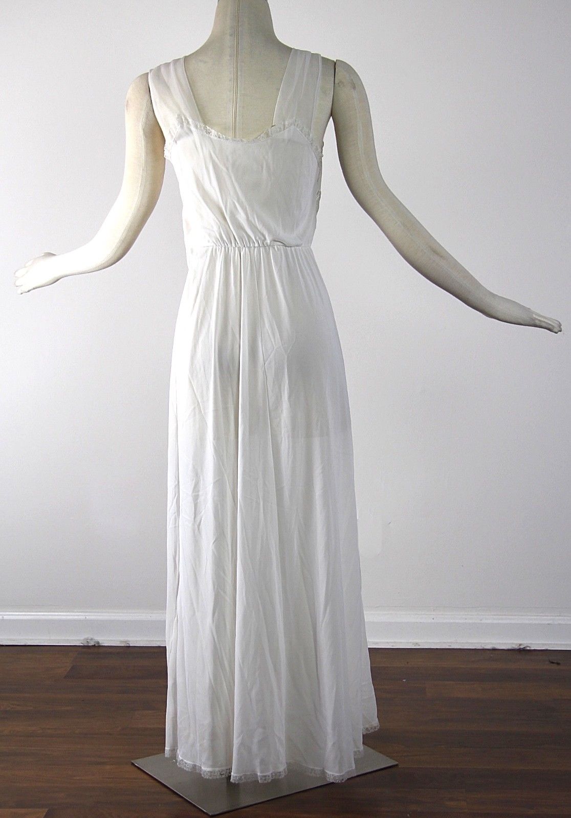 Vintage 60s 70s white halter dress rhinestone trim open back M Vintage 60s 70s white halter dress rhinestone trim open back M