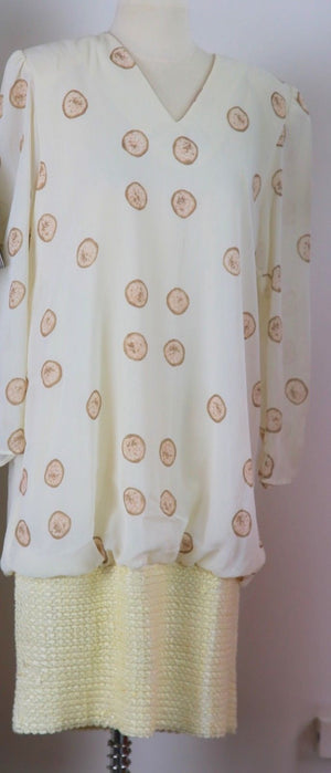 Vintage 80s bubble dress 1980s oversized ivory abstract party dress