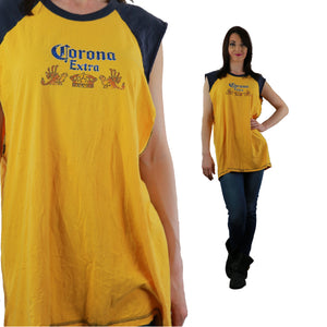 Corona shirt Vintage 90s grunge beer tee graphic sleeveless oversized L