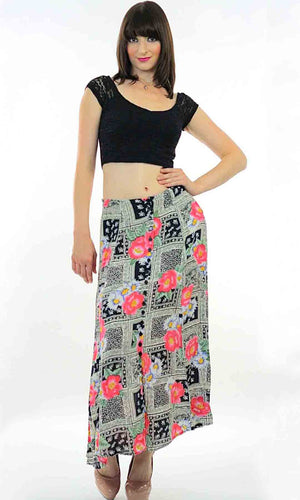 Vintage Boho Hippie Floral Button down maxi skirt - shabbybabe
 - 2