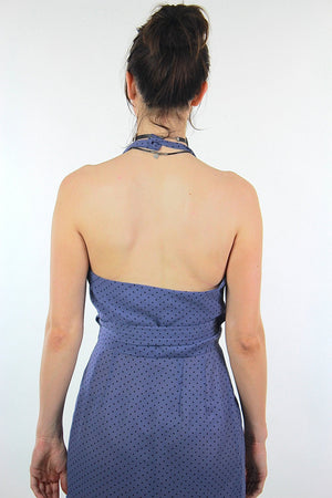 Polkadot dress wrap mini halter blue sundress