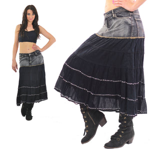 Vintage 90s Denim Skirt Acid wash Grunge maxi skirt - shabbybabe
 - 5