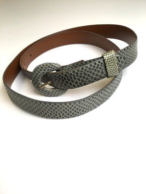 Vintage snakeskin skinny belt High waist reptile belt