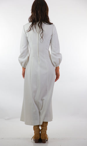 White Boho maxi dress Hippie wedding dress  long sleeve Genuine vintage