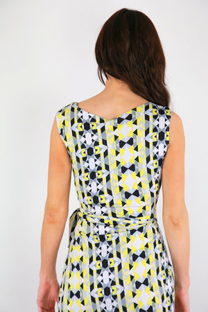 Sleeveless abstract wrap dress