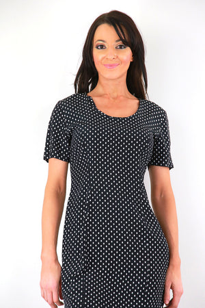 Black polka dot grunge dress 90s lace up dress polkadot mini dress festival dress M