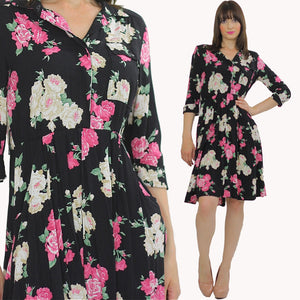 Vintage 80s Hippie Boho Floral Secretary party mini dress - shabbybabe
 - 6