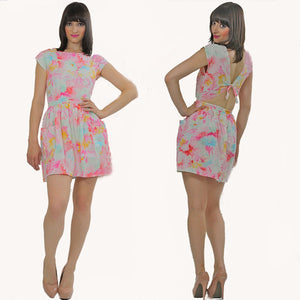 80s Pastel floral Open back boho mini dress - shabbybabe
 - 5