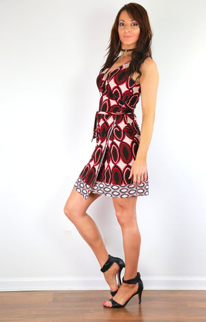 Island border print wrap dress
