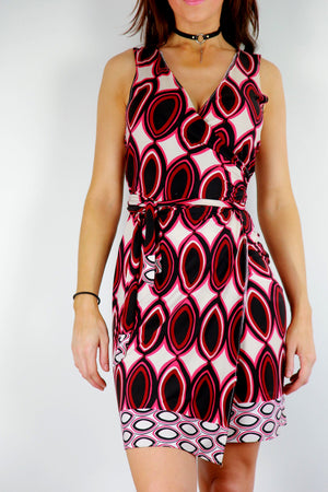 Island border print wrap dress