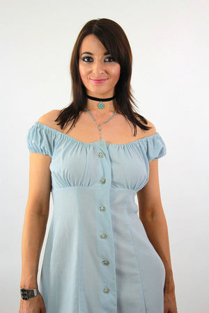 Boho off shoulder button up mini dress - shabbybabe
 - 3