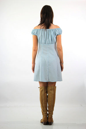 Boho off shoulder button up mini dress - shabbybabe
 - 5