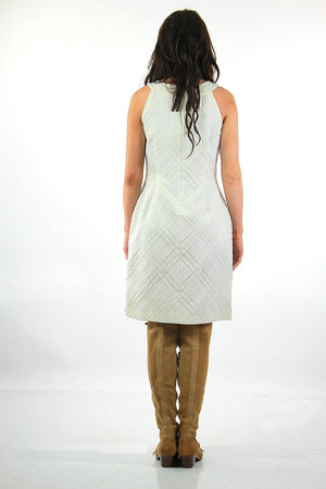 Vintage 80s white mod dress wiggle shift sleeveless party cocktail bridal scoop neck Retro chic Large - shabbybabe
 - 4