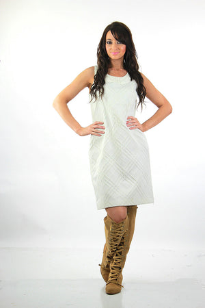 Vintage 80s white mod dress wiggle shift sleeveless party cocktail bridal scoop neck Retro chic Large - shabbybabe
 - 2