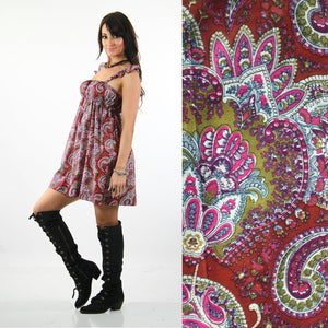 Boho Red Paisley India cotton festival beach sun dress - shabbybabe
 - 3