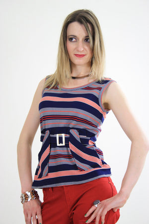 Mod top hippie top striped top flag tee shirt Boho tunic  boho top red white blue top hippie tunic  S Medium  SH240 - shabbybabe
 - 2