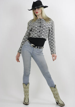 80s Tribal Southwestern Aztec Cropped blanket jacket - shabbybabe
 - 4
