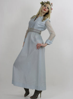 Sheer pastel blue boho maxi dress high waist goddess - shabbybabe
 - 3