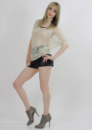 Boho hippie sheer  lace top 90s Grunge Romantic cream blouse - shabbybabe
 - 4