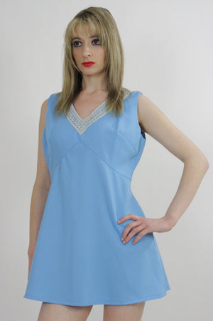 Blue beaded mod party mini dress - shabbybabe
 - 4
