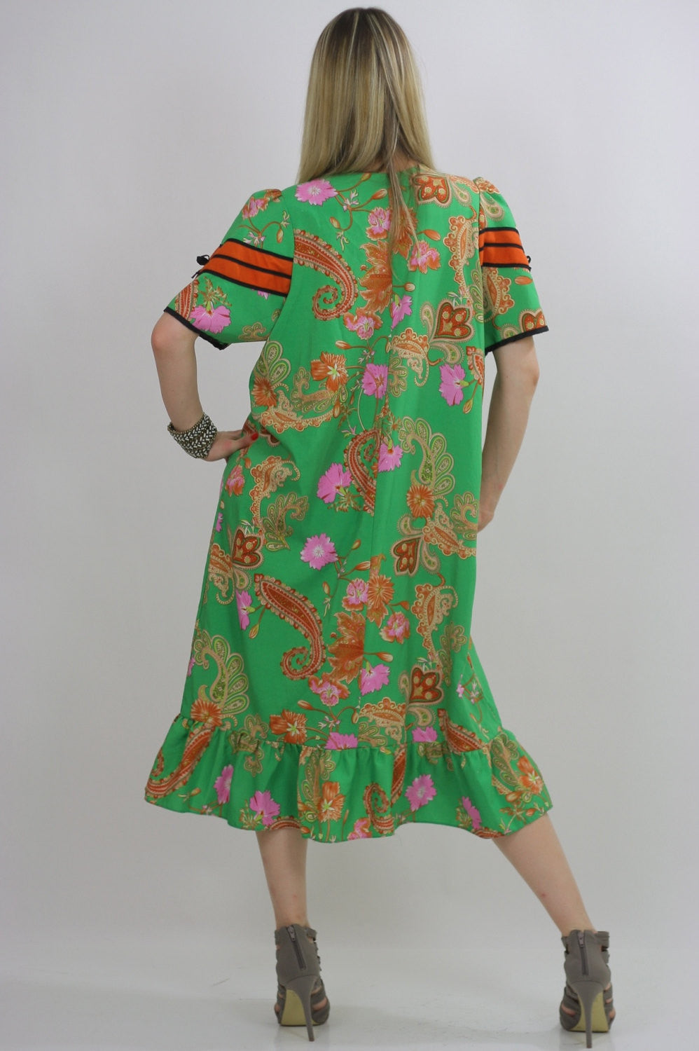 Vintage Hippie Boho Paisley Mod Dress Festival Caftan L Vintage Hippie Boho Paisley Mod Dress Festival Caftan L