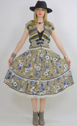 70s Boho Hippie tiered floral skirt - shabbybabe
 - 1