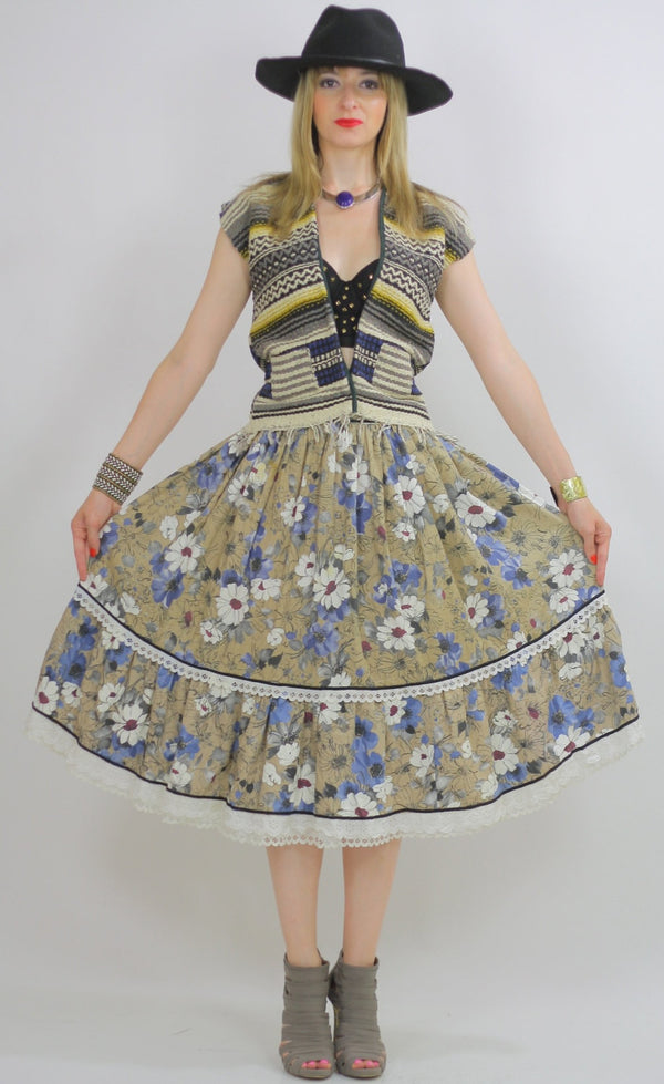 70s Boho Hippie tiered floral skirt - shabbybabe
 - 1