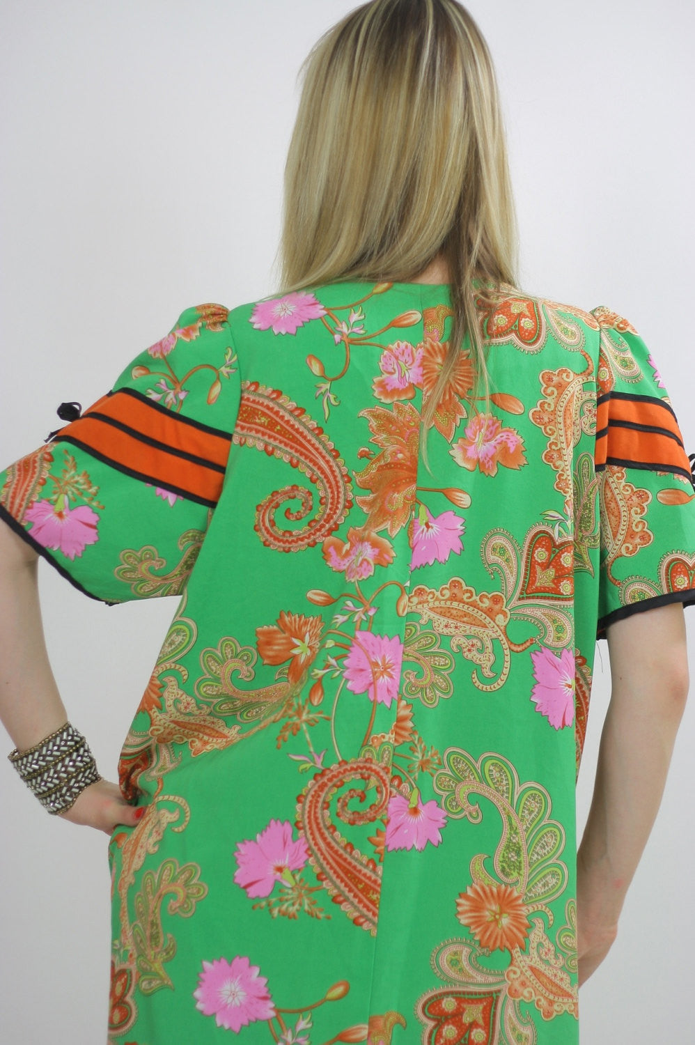 Vintage hippie boho paisley mod dress festival caftan L Vintage hippie boho paisley mod dress festival caftan L