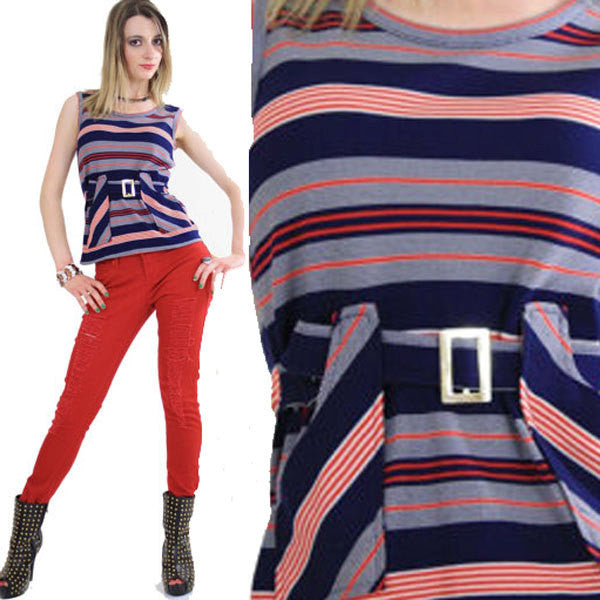 Mod top hippie top striped top flag tee shirt Boho tunic  boho top red white blue top hippie tunic  S Medium  SH240 - shabbybabe
 - 1