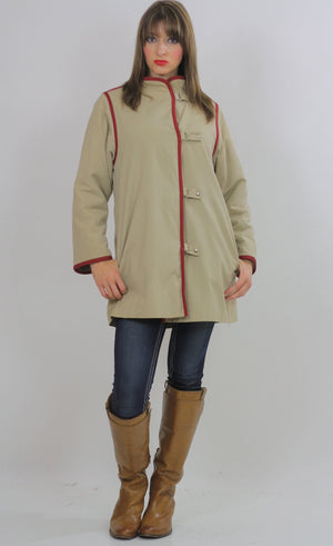 Hippie Military jacket  Nehru Coat Hippie  jacket Boho jacket Khaki jacket  beige cotton canvas jacket high collar jacket  Sz M - shabbybabe
 - 2