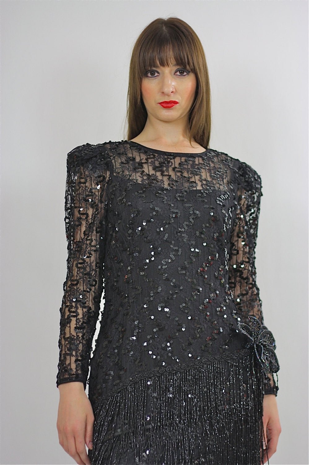 80s Gatsby Deco cocktail party Sequin Beaded dress - shabbybabe 80s Gatsby Deco cocktail party Sequin Beaded dress - shabbybabe