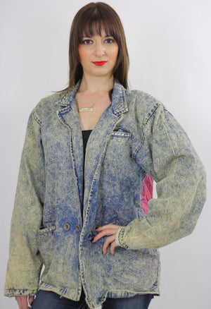 80s acid wash denim jacket tie dye Jukebox Studded Rock N Roll - shabbybabe
 - 5