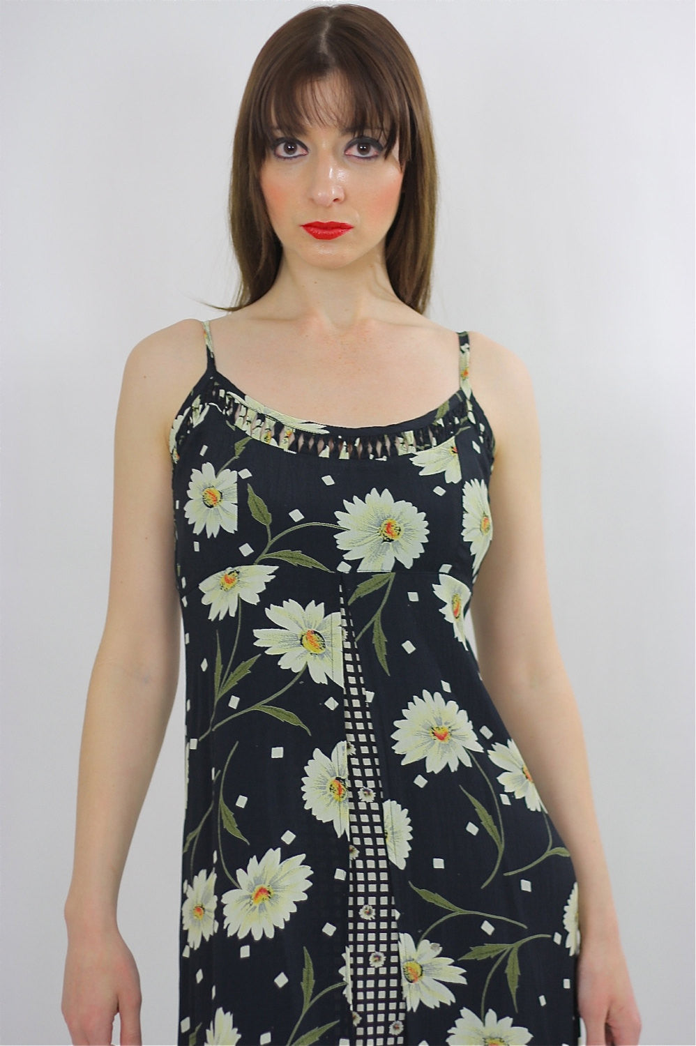 Vintage 90s grunge sunflower dress Boho patchwork sundress tiered sleeveless S/M Vintage 90s grunge sunflower dress Boho patchwork sundress tiered sleeveless S/M