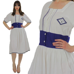 80s Navy White Nautical sailor mini dress - shabbybabe
 - 3