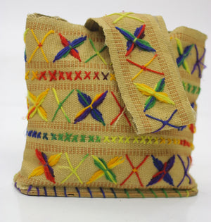 Vintage Boho tote bag beach carry bag  Hippie bag wood and Burlap embroidered bag gypsy bag - shabbybabe
 - 1