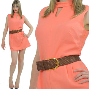 Vintage Boho mini dress Mod Festival dress  Space age cut out sleeveless M - shabbybabe
 - 1