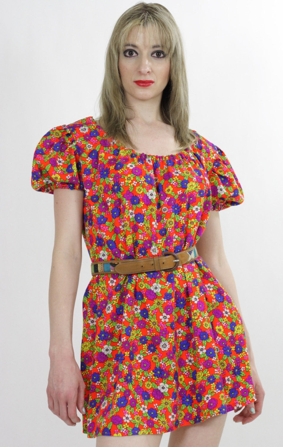 off the shoulder 70s dress Vintage 70s Boho off shoulder mini dress