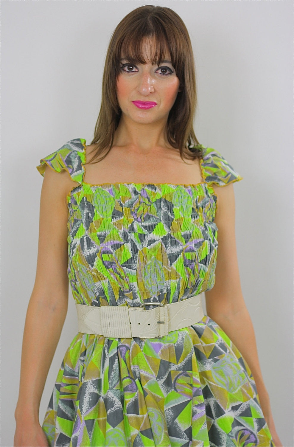 neon tribal dress NWT Halo Neon Aztec Tribal Dress Slip On Quarter Sleeve Midi